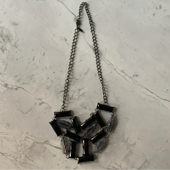 New York & Company Womens Adjustable Black and Silver Beaded Statement Necklace - Picture 3 of 8